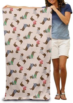 Teckel Hond Microfiber Snel Droog Reizen Bad Strand Camping Gym Yoga Zwemmen Stof Volwassen Handdoeken Fitness wit