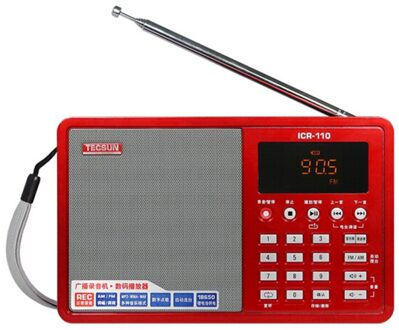 Tecsun ICR-110 Radio Fm/Am MP3 Speler Ouderen Recorder Digitale Audio Draagbare Halfgeleider Sound Box Ondersteuning Tf-kaart Gratis rood