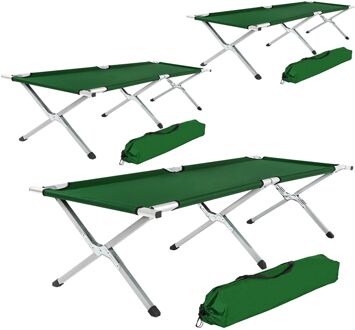 Tectake 3x tectake veldbed - 3 stuks xl veldbed 190 cm - groen - 402000