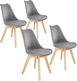 Tectake 4 eetkamerstoelen Friederike Grijs