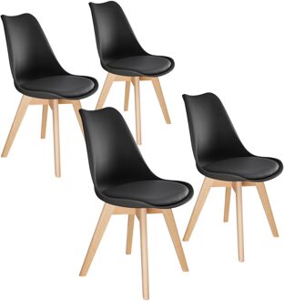 Tectake 4 eetkamerstoelen Friederike Zwart