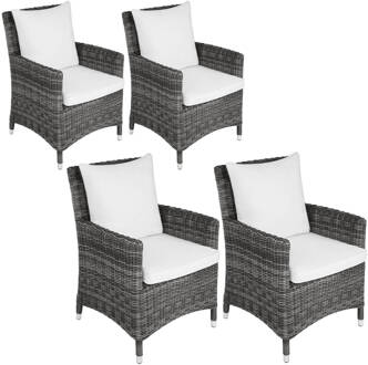 Tectake 4x Wicker stoel Sanremo Grijs