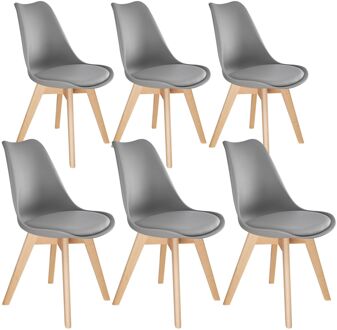 Tectake 6 eetkamerstoelen Friederike Grijs