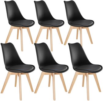 Tectake 6 eetkamerstoelen Friederike Zwart