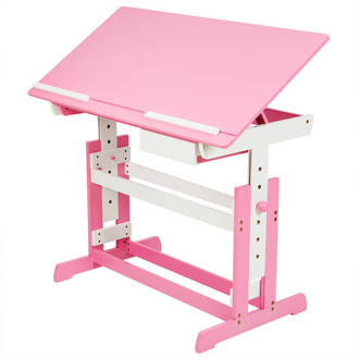 Tectake Bureau in hoogte verstelbaar 109x55x63-94cm Roze