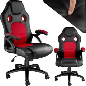 Tectake Bureaustoel Tyson - racingstoel - zwart/rood - 403465