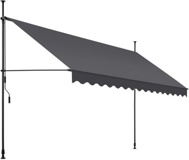 Tectake klemluifel - Zonnescherm - Zonneluifel - Klem-zonwering - Zonnescherm Balkon - 400 x 180 cm - zwartgrijs