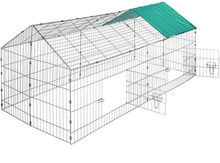 Tectake Konijnenren met zonnescherm Groen