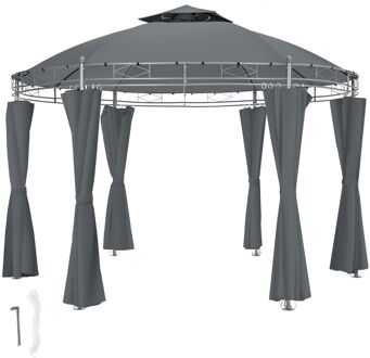 Tectake Luxueus tuinpaviljoen 350cm Siana antraciet 403265 Grijs