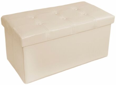 Tectake Opvouwbare kruk met opbergruimte 80x40x40cm Beige