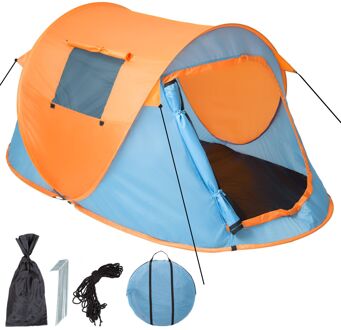 Tectake Pop-up tent waterkolom 1500 mm/cm² blauw-oranje 401674