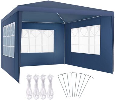 tectake® - Tuinpaviljoen partytent Baraban 3x3m met 3 zijdelen - blauw - 404814