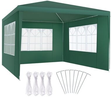 tectake® - Tuinpaviljoen partytent Baraban 3x3m met 3 zijdelen - groen