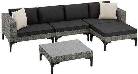 tectake® - Wicker loungeset Konstanza met aluminium frame - grijs - 404794