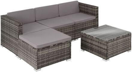 tectake® - Wicker loungeset Lignano - grijs - 404782