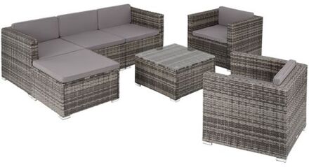 tectake® - Wicker loungeset Lignano met 2 fauteuils - grijs