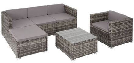 tectake® - Wicker loungeset Lignano met fauteuil - grijs