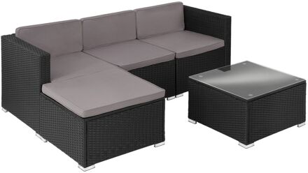 tectake® - Wicker loungeset Lignano - zwart