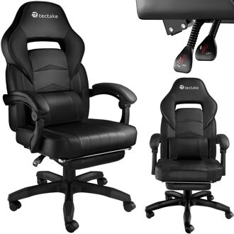 Tectake tectake® Bureaustoel Gamingchair - Luxe Racingstoel - Met Voetensteun - Gamestoel - Burostoel - Zwart/Zwart