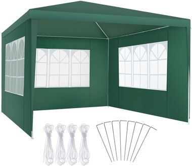 Tectake tectake® - Tuinpaviljoen partytent Baraban 3x3m met 3 zijdelen - groen