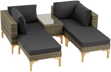 Tectake tectake® - Wicker lounge Bellaria met aluminium frame - natuur - 404797 Bruin