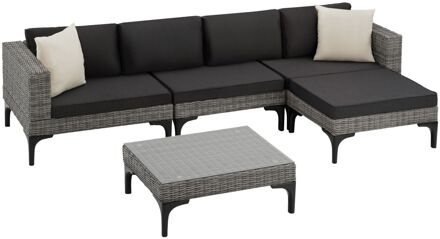 Tectake tectake® - Wicker loungeset Konstanza met aluminium frame - grijs - 404794