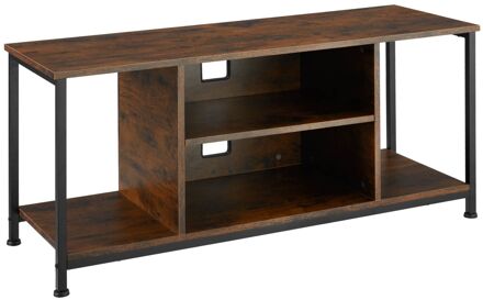 Tectake TV-meubel met 4 open vakken en verstelbare plank - industrieel donkerbruin - afm. 110 x 40 x 50,5 cm - 404642