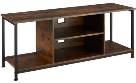 Tectake TV-meubel met 4 open vakken en verstelbare plank - industrieel donkerbruin - afm. 120 x 40 x 50,5 cm - 404644