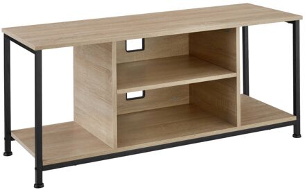 Tectake TV-meubel met 4 open vakken en verstelbare plank - industrieel lichtbruin - afm. 110 x 40 x 50,5 cm - 404643