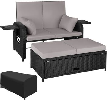 Tectake Wicker loungebank Kreta Zwart