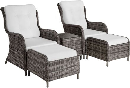 Tectake Wicker loungeset Benissa 2+2 Grijs