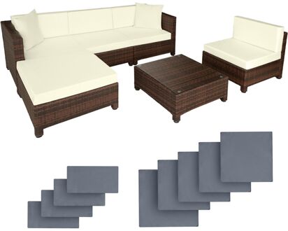 Tectake Wicker loungeset met aluminium frame en 10cm kussens Zwart