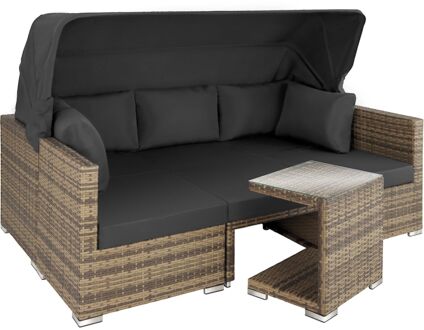 Tectake Wicker loungeset tuinset loungebank San Marino natuurkleur - 403713 Bruin