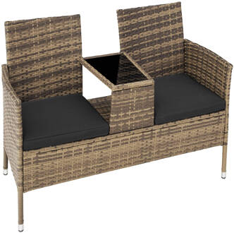 Tectake Wicker tuinbank met tafel Beige