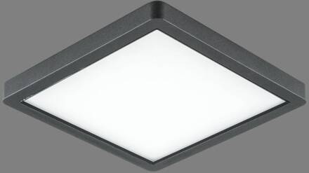 Tectum LED buiten plafondlamp hoekig met glas antraciet, opaalwit