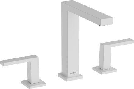 Tecturis E 3-gats wastafelkraan 150 met afvoerplug, mat wit