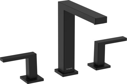 Tecturis E 3-gats wastafelkraan 150 met afvoerplug, mat zwart