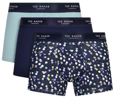 Ted Baker 3 stuks Realasting Cotton Basic Trunks * Actie * Blauw,Versch.kleure/Patroon,Geel,Bruin,Roze,Groen,Wit,Zwart - Small