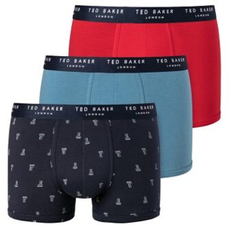 Ted Baker 3 stuks Realasting Cotton Trunks * Actie * Blauw,Versch.kleure/Patroon,Groen,Geel,Rood,Grijs,Zwart - Small