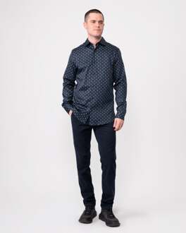 Ted Baker Ardea heren shirt met lange mouwen en geometrische print - maat M Navy