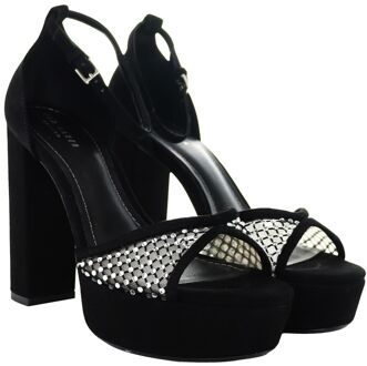 Ted Baker Bexins Crystal Mesh Dames Zwart Platform Sandalen
