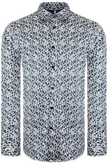 Ted Baker Capua Heren Wit/Navy Ditsy Bloemen Overhemd - M