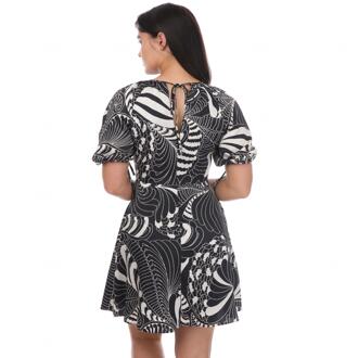 Ted Baker Dames/Dames Faridda Gedrukte Mini Jurk met Pofmouwen (Zwart)