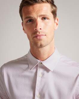 Ted Baker Faenza Heren Geometrisch Shirt met Lange Mouw - maat Roze
