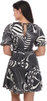 Ted Baker Faridda bedrukte mini jurk met pofmouwen in zwart - EU 38 / UK 10