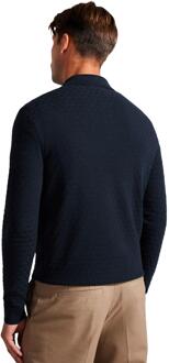 Ted Baker gebreid heren poloshirt met lange mouwen - Morar - maat L Navy