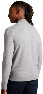 Ted Baker gebreid heren poloshirt met lange mouwen - Morar - maat M Grijs
