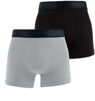 Ted Baker Heren Modal Boxershorts (Set van 2) (Zwart Zilver) Donkergrijs - S