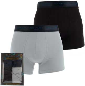 Ted Baker Heren Ted Baker 2 Pak Modal Trunks in Zwart Zilver Zwart en zilver - S