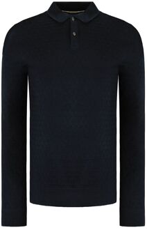 Ted Baker Morar Heren Navy Gebreid Polo Shirt - 2XL